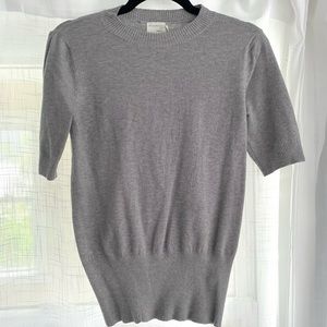 Gray Knit Short Sleeve Top, S